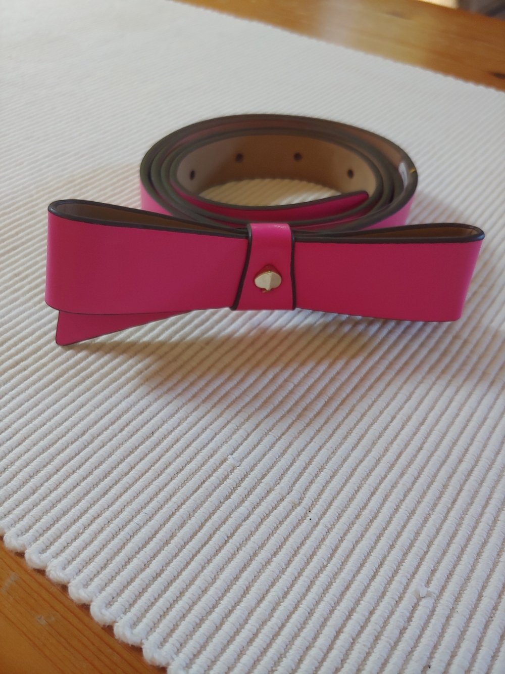kate spade Pink Bow Belt with Gold Heart Stud